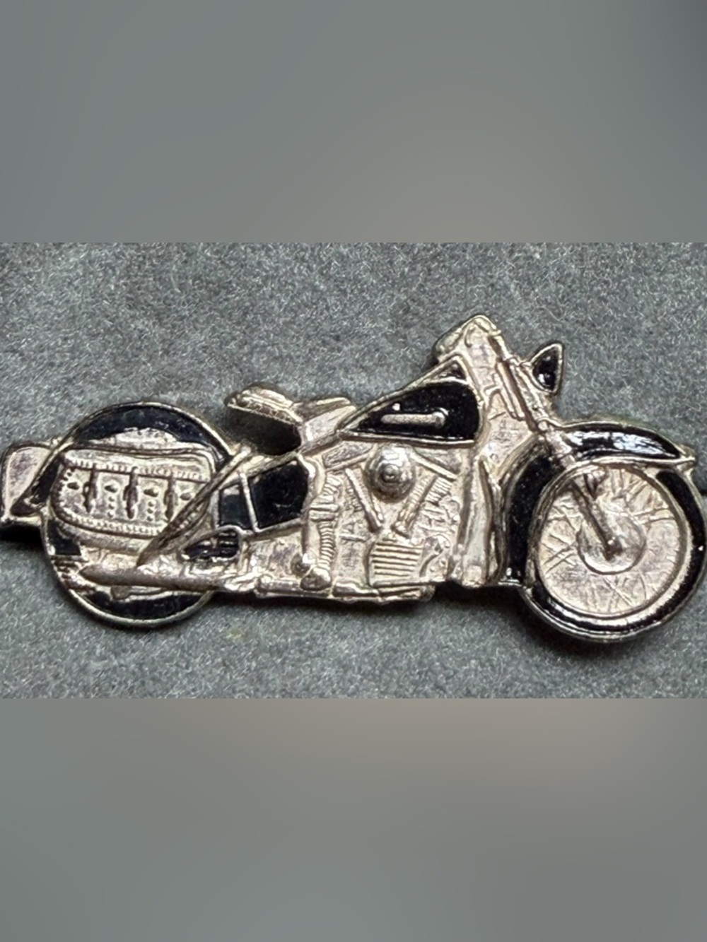 Silver and Black Motorcycle Lapel Pin - Men Accessories